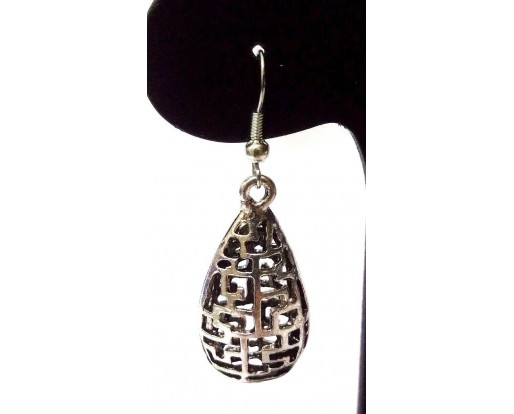 Silver Oxidized Earring Jhumka Jhumki Ethnic Jewelry Hook Drop Dangle Long EA248